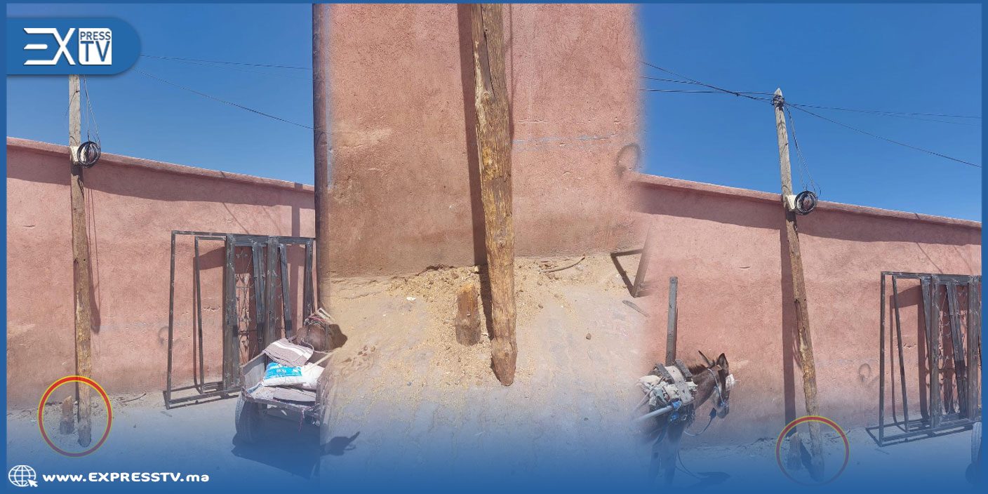 عمود مكسر أمام مدرسة إبتدائية بمراكش يشكل “خطر” على التلاميذ