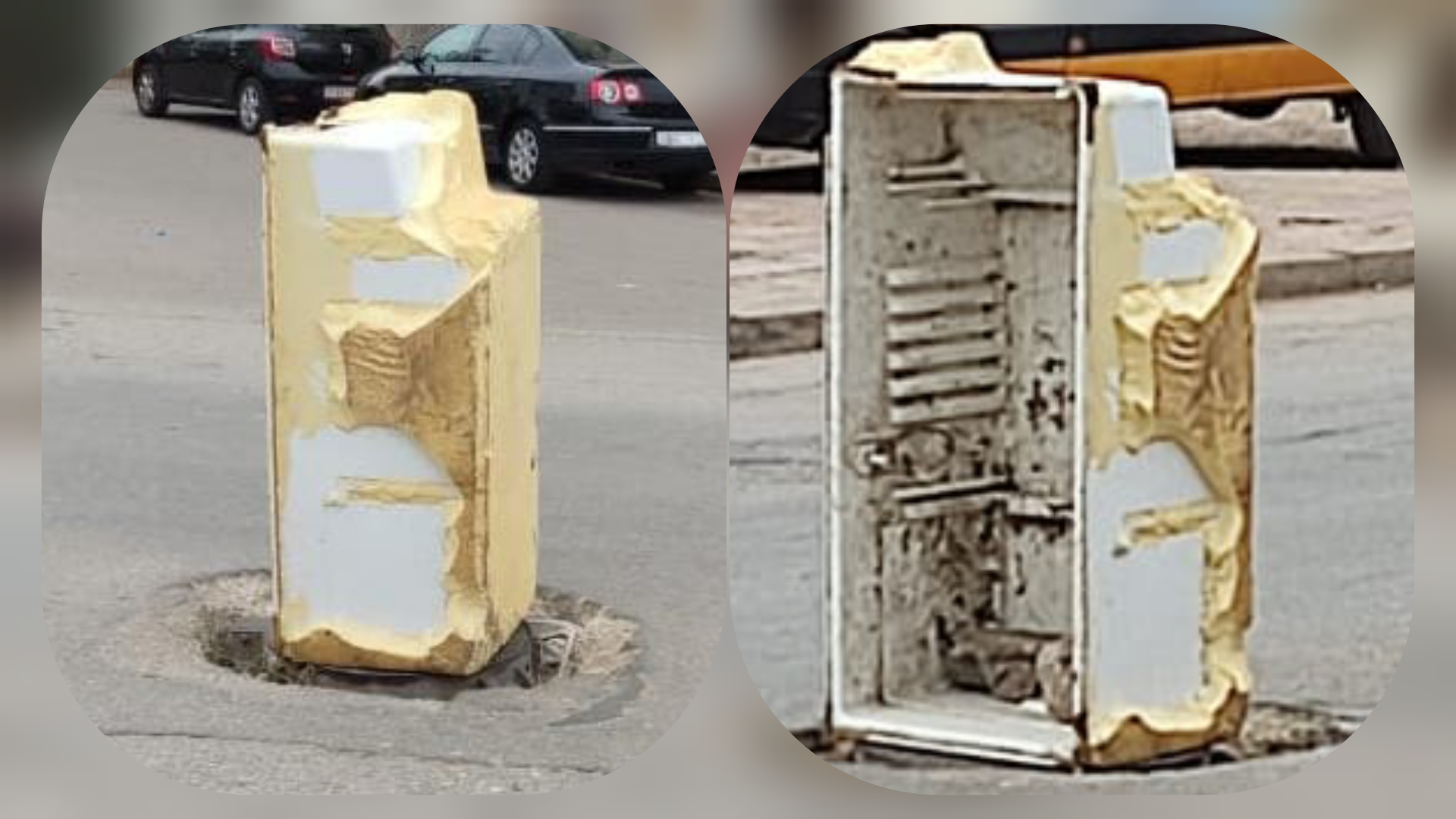 صورة ..مواطنون يتخذون الثلاجة المهملة علامة طرقية للتشوير 2 InCollage 20240406 145139876