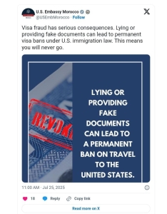 السفارة الأمريكية بالرباط تحذر من تزوير التأشيرات وتعلن إجراءات تدقيق رقمية جديدة 2 IMG 20250725 WA0113