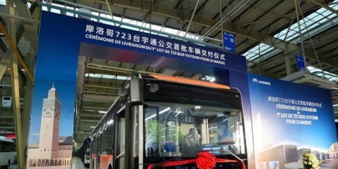 723 bus Yutong chinois livres au Maroc en vue de la CAN 2025 696x365 1