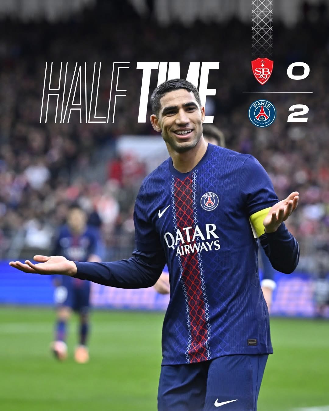 ثنائية من حكيمي في شباك بريست