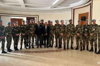 M. Hilale rencontre le contingent marocain a Bangui 508x300 1